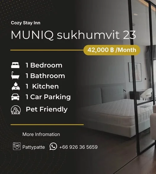 1 Bedroom condo in MUNIQ Sukhumvit 23