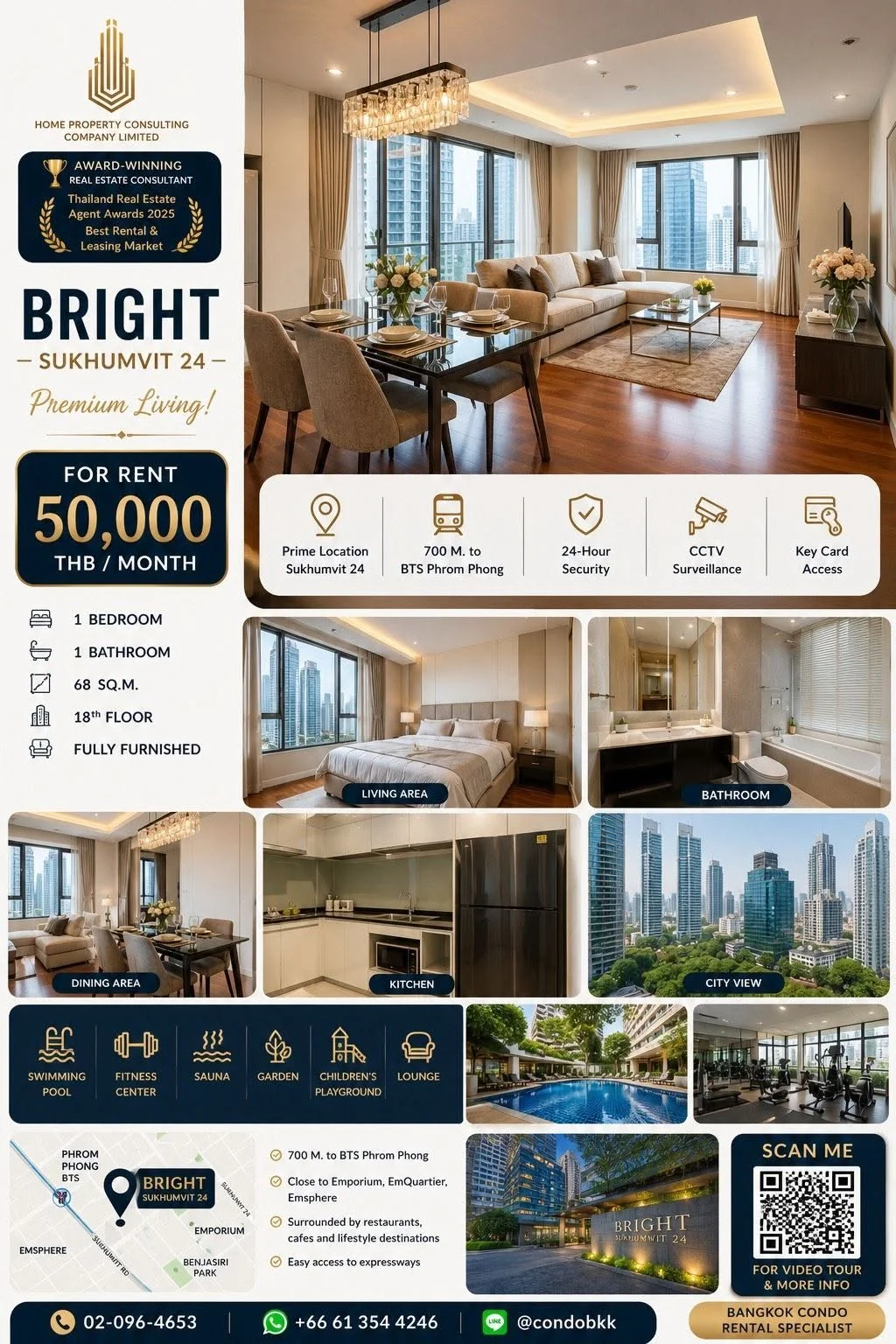 1 Bedroom condo in Bright Sukhumvit 24