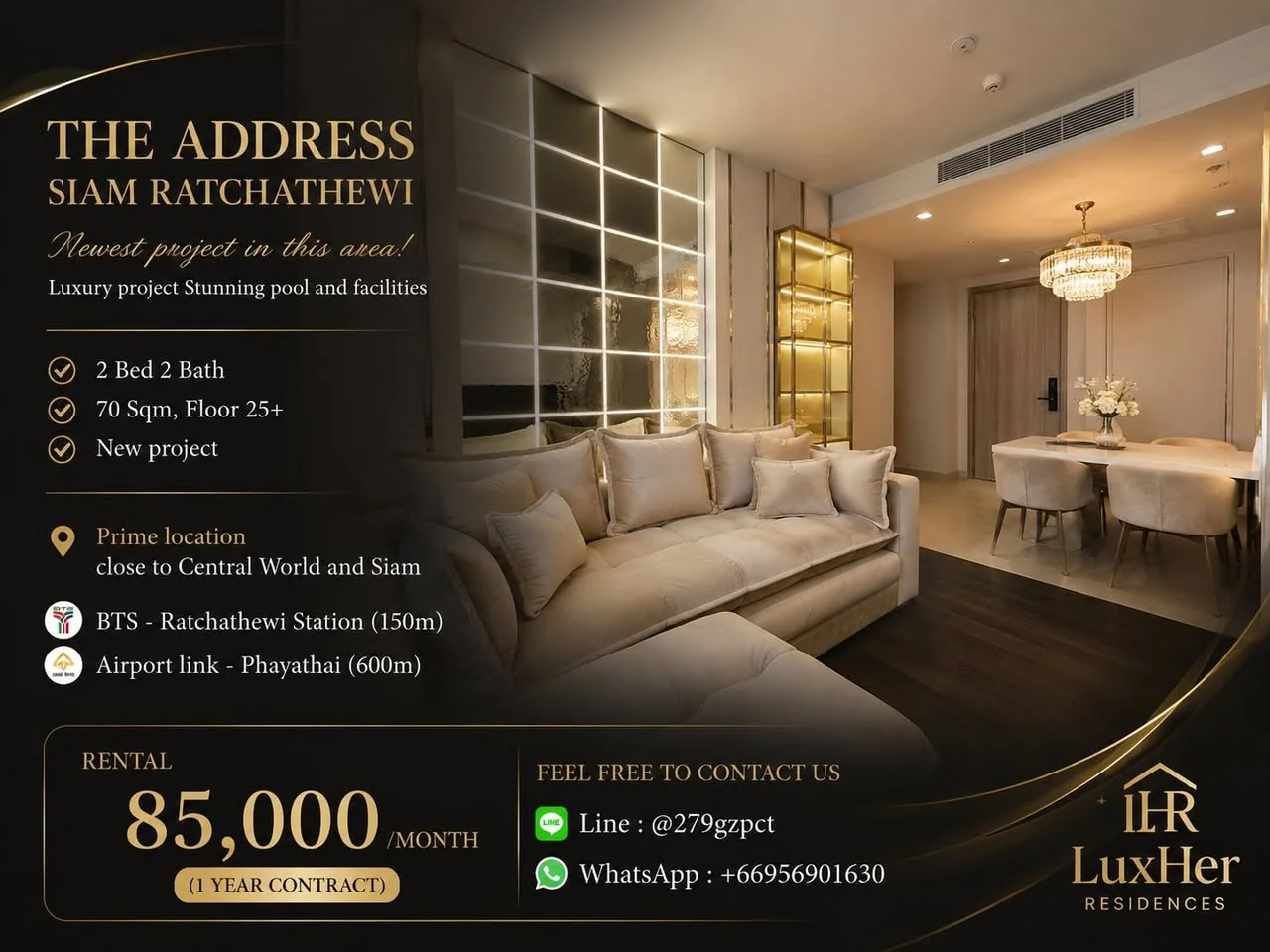 2 Bedroom condo in The Address Siam-Ratchathewi