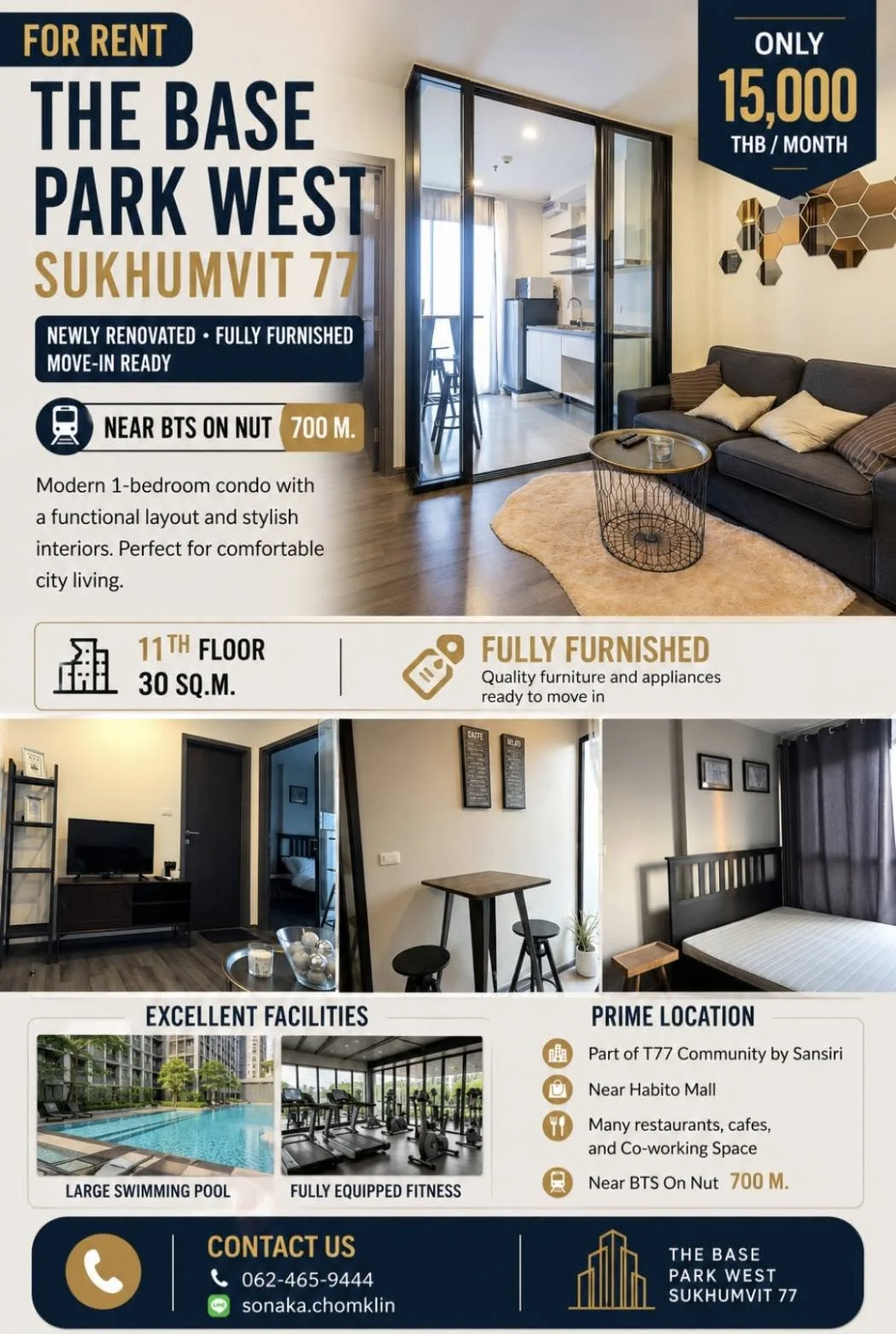 Studio condo in The Base Park West Sukhumvit 77