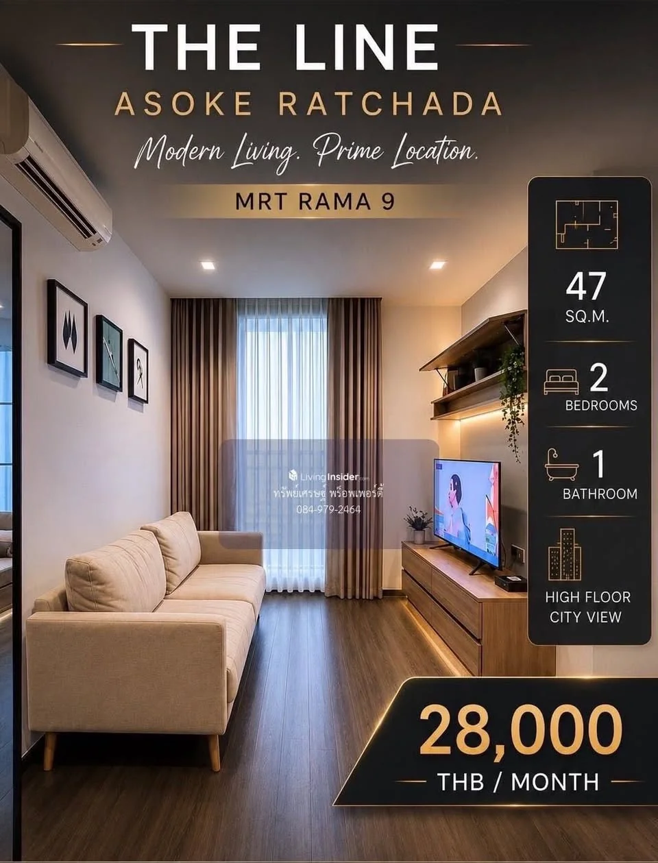 2 Bedroom condo in The Line Asoke-Ratchada