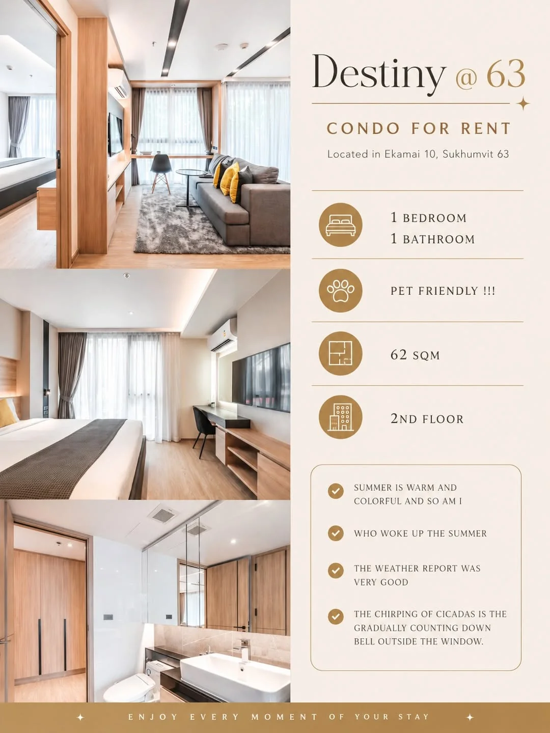 1 Bedroom condo in Destiny @ 63