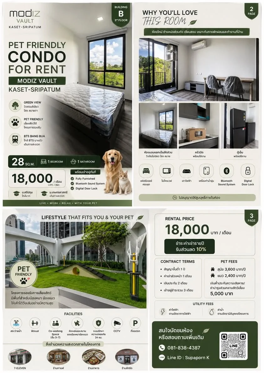 Studio condo in Modiz Vault Kaset-Sripatum