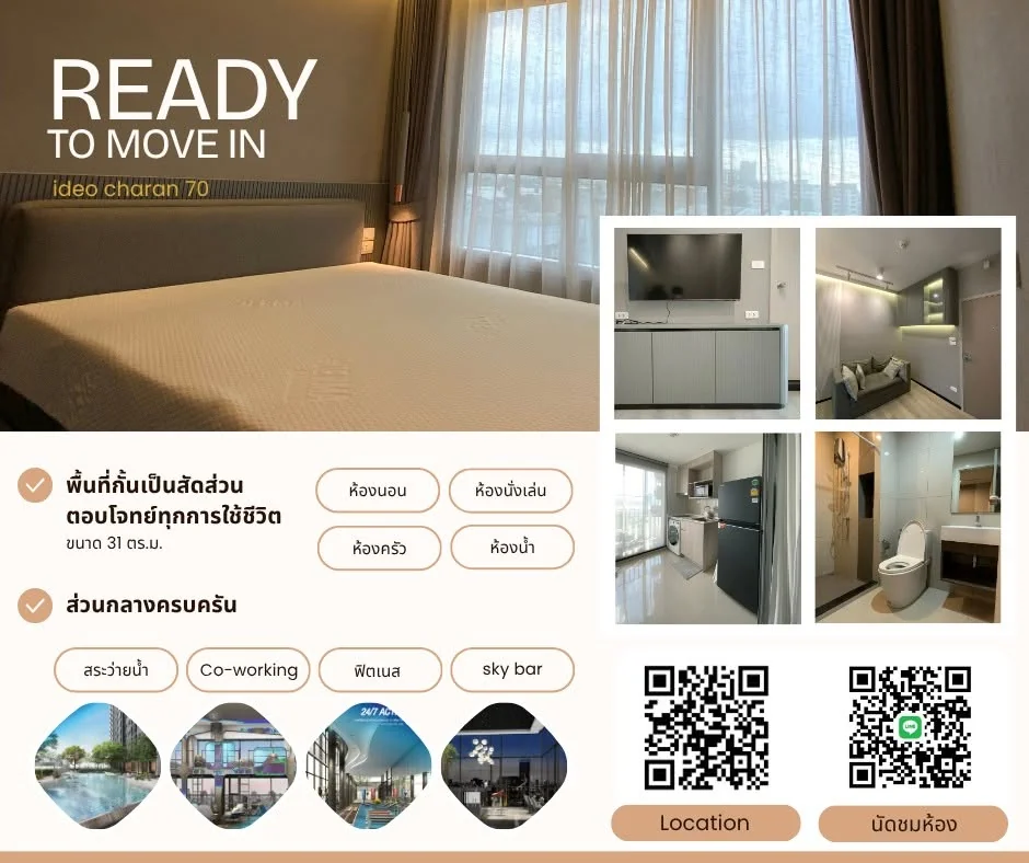 1 Bedroom condo in IDEO Charan 70-Riverview