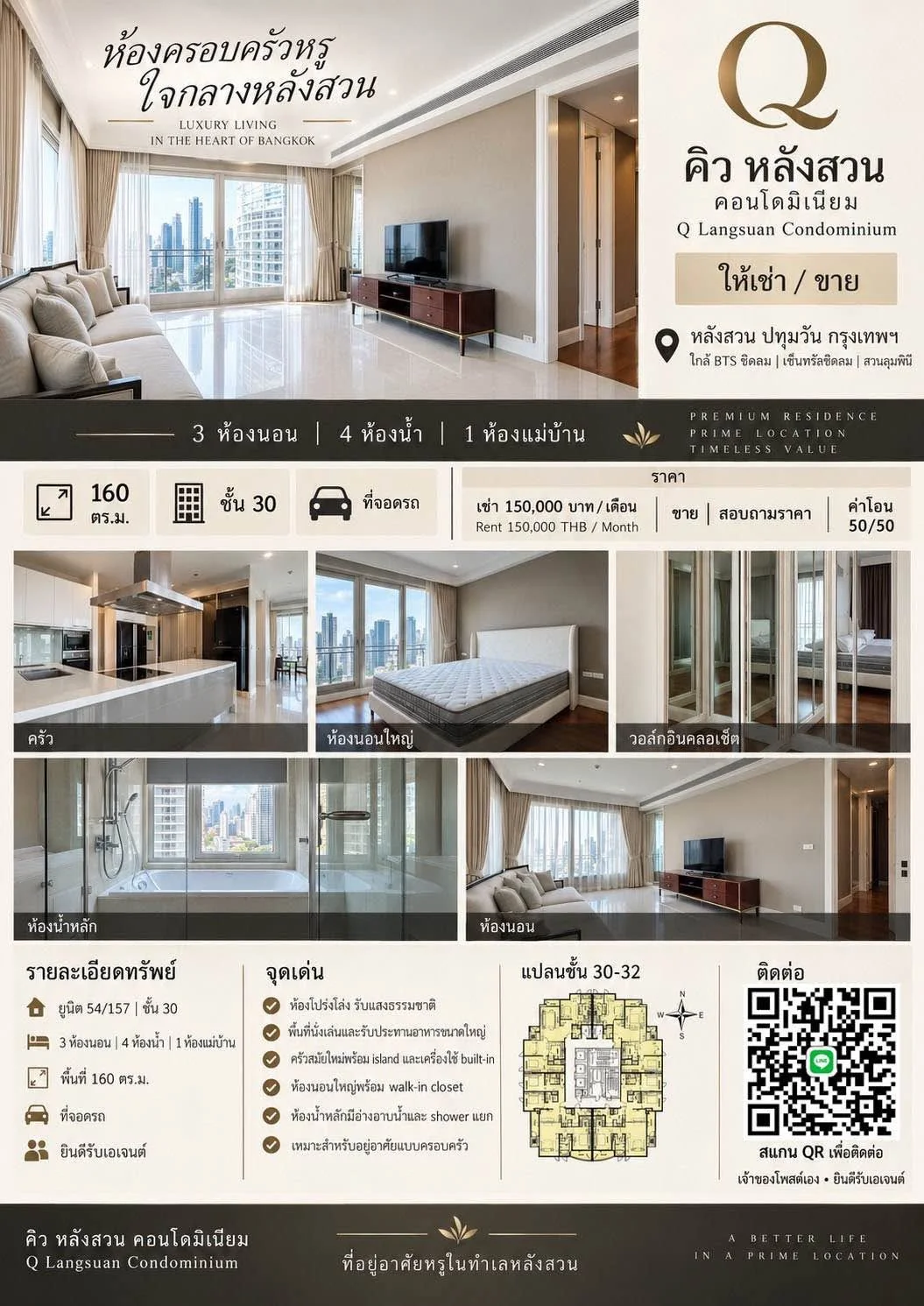 3 Bedroom condo in Q Langsuan