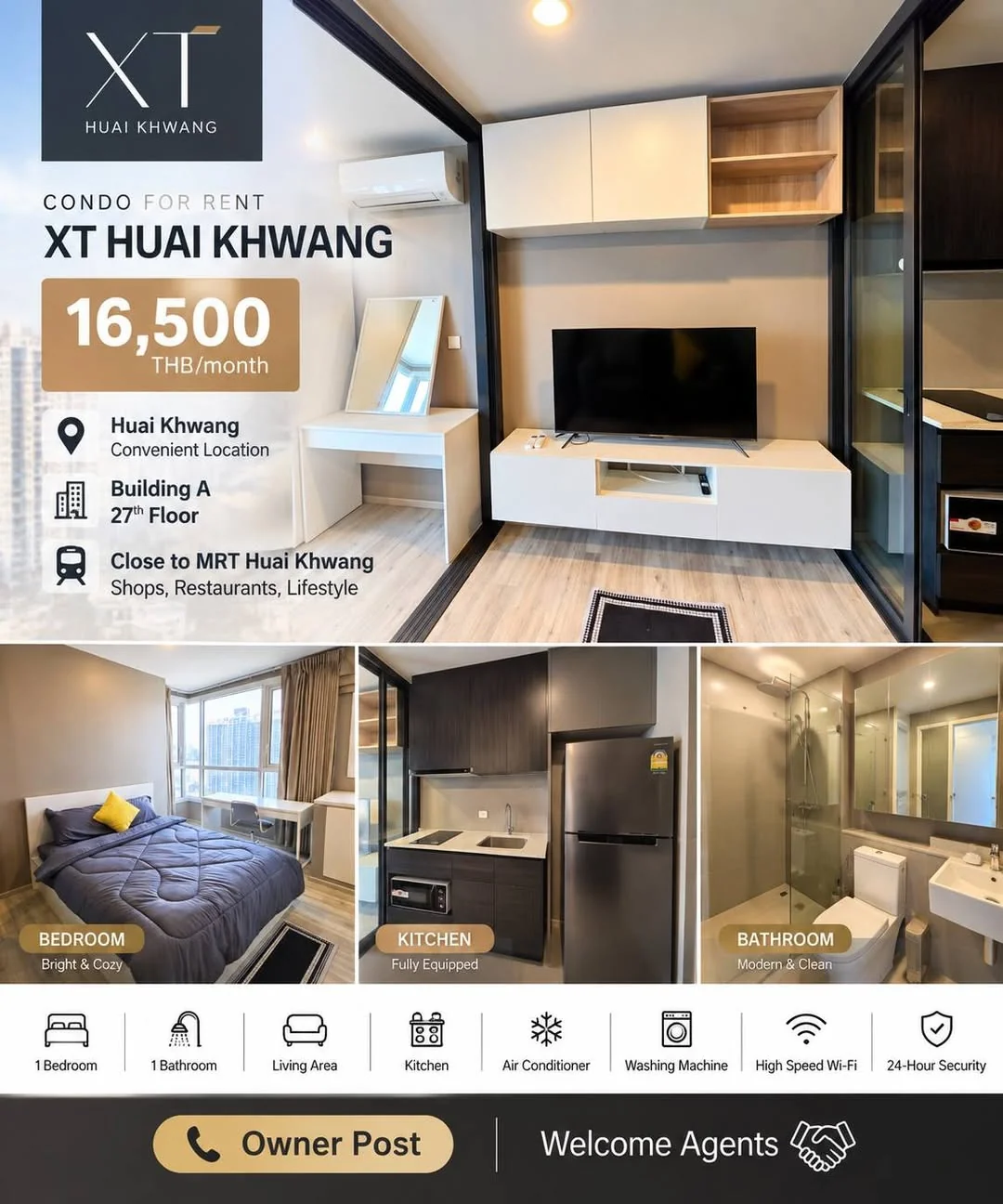 1 Bedroom condo in XT Huaikhwang