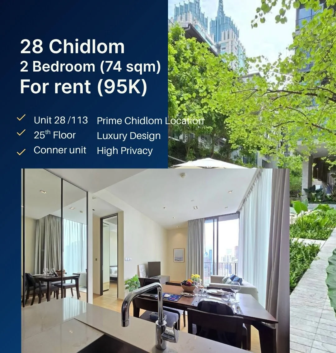 2 Bedroom condo in 28 Chidlom