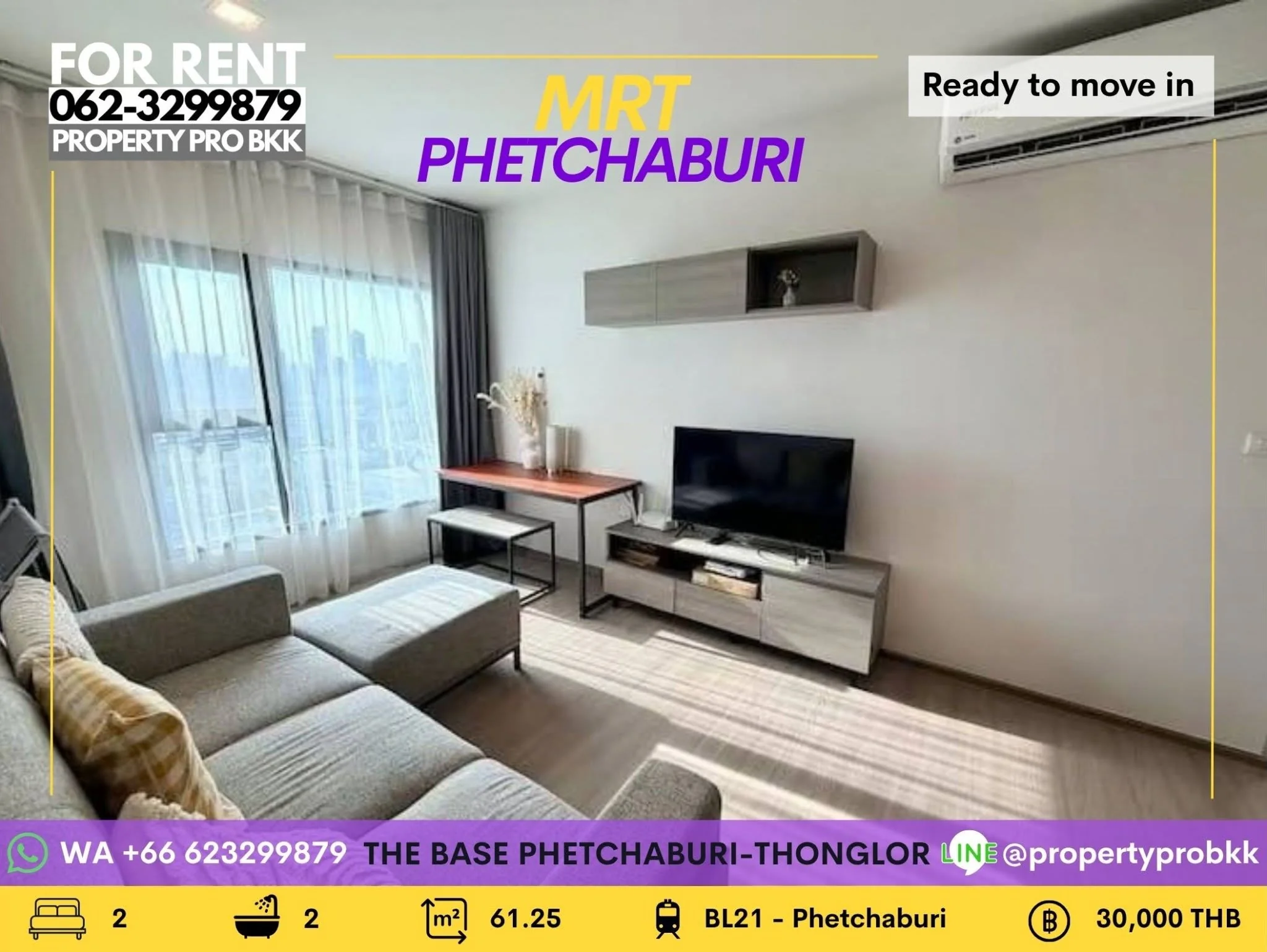 2 Bedroom condo in The Base Phetchaburi-Thonglor