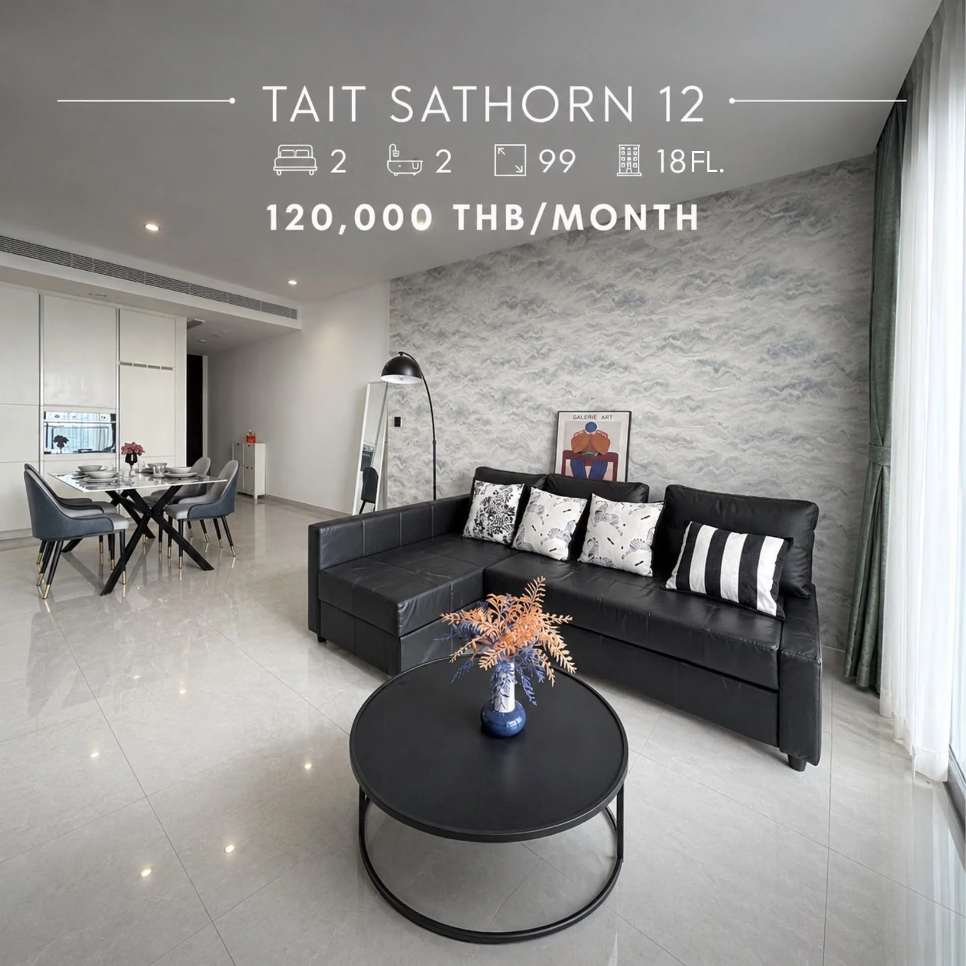 2 Bedroom condo in Tait Sathorn 12