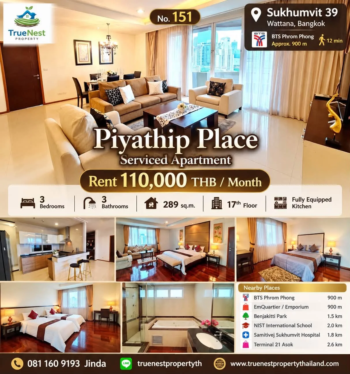3 Bedroom condo in Piyathip Place