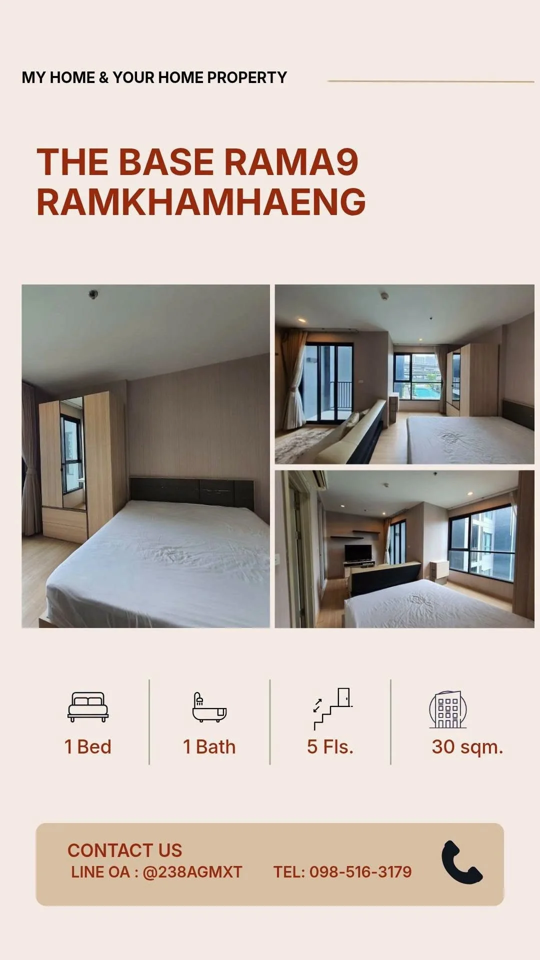 1 Bedroom condo in The Base Rama 9-Ramkhamhaeng